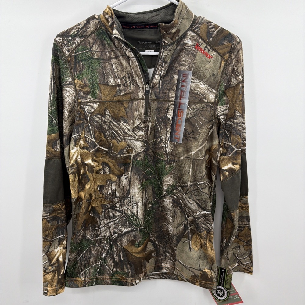 Terramar Realtree Camo Long Sleeve Shirt Mens Sz Small Quarter Zip Intelliscent‎